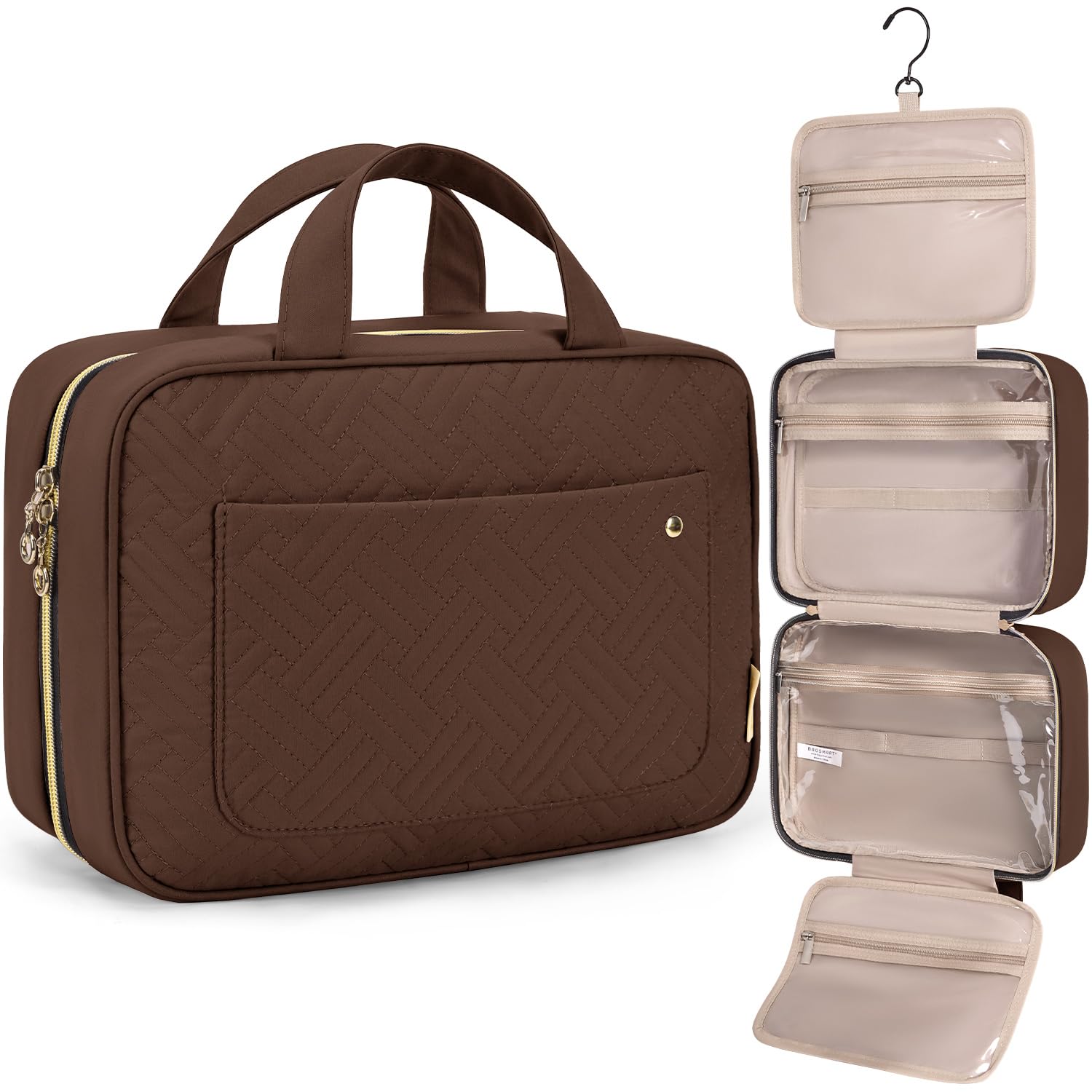 Premium Hanging Toiletry Bag with 360° Hook & Clear Travel Compartments