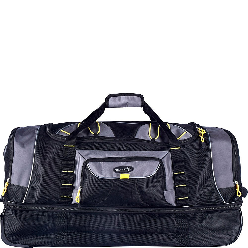 TPRC Sierra Madre 30” Rolling Duffel Bag, Large 103L Travel Duffle with In-Line Wheels (Black/Gray)