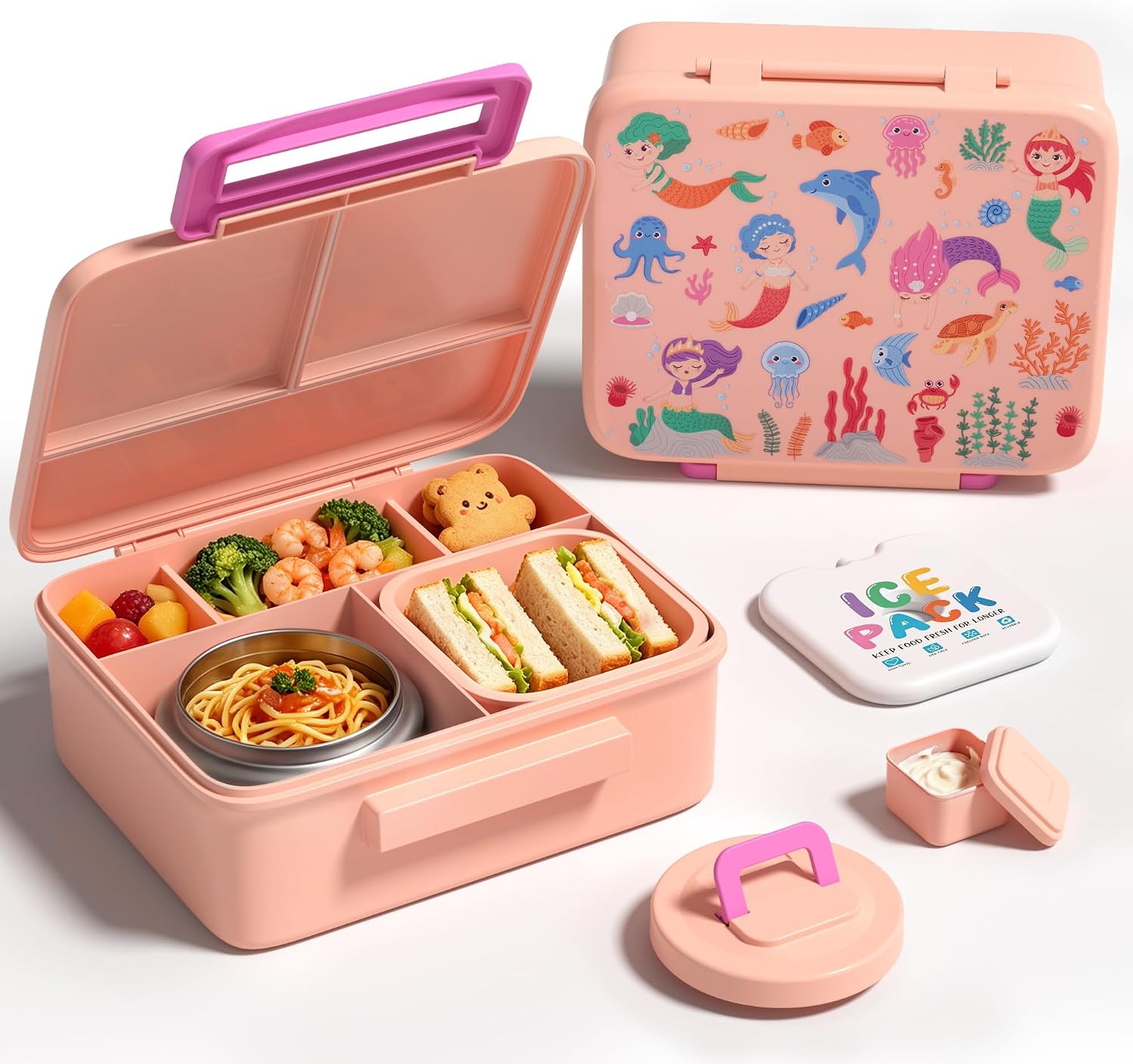 Purple Fawn 5-Compartment Bento Set with 8 oz Food Jar