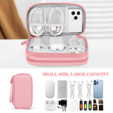 Portable Electronics Organizer Travel Case Double Layer Waterproof Cable Storage Bag Pink