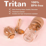18 oz Kids Capybara Water Bottle with Straw, Direct-Sip Lid, Safety Lock and Keychain