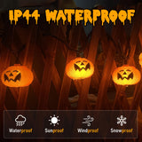 8.5FT Halloween Pumpkin Bat String Lights – 10 Orange Lanterns with Warm Glow & End-to-End Connection