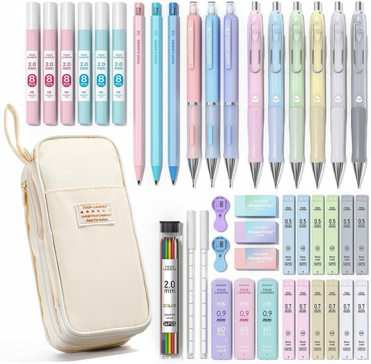 Cream 42-Piece Mechanical Pencil Set with 696 Refills
