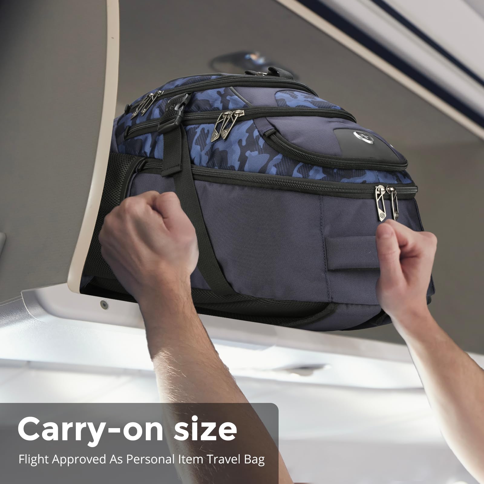 Swissdigital Design Laptop Backpack with USB-C Charging & RFID Protection – 31L Travel & College Backpack (Blue Camo)