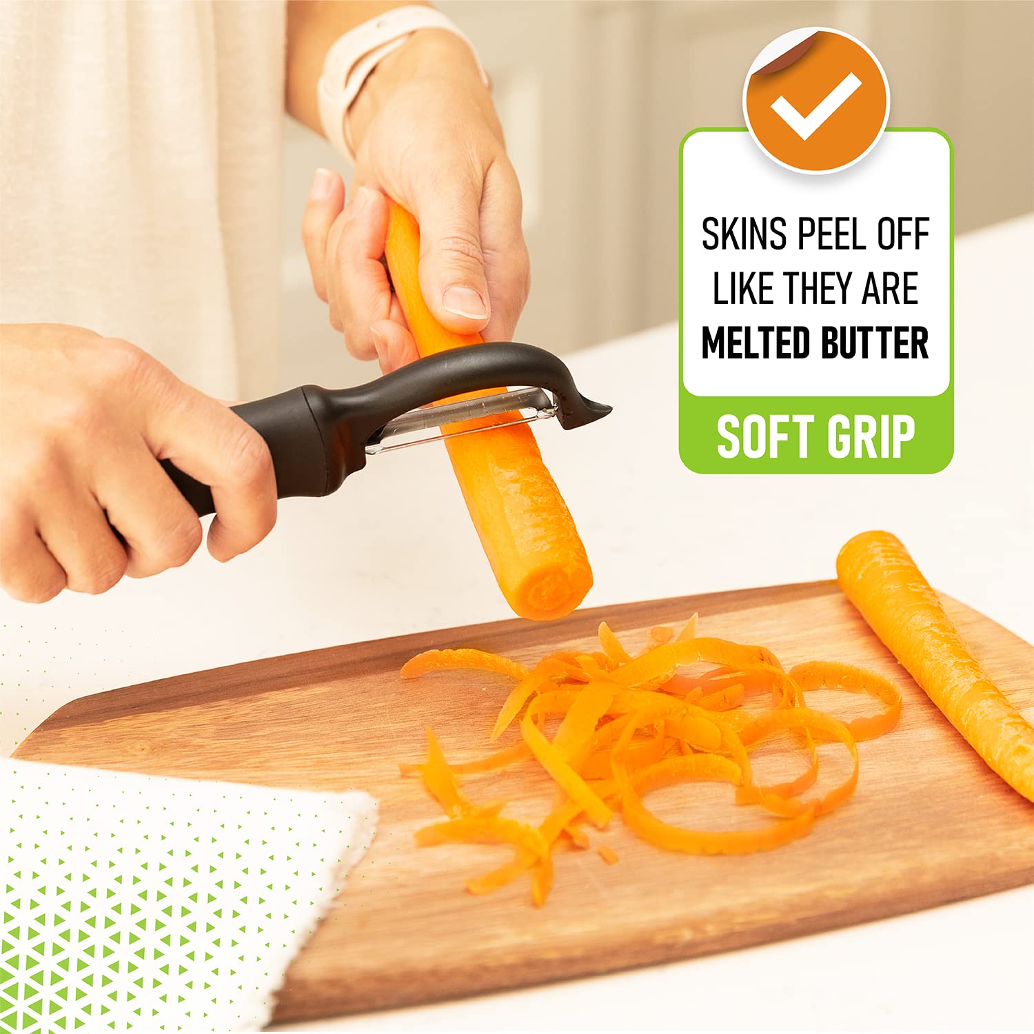 Professional Swivel Vegetable Peeler – Ultra-Sharp Dual Stainless Steel Blades with Soft Grip Handle