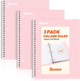 3-Pack Aesthetic College Ruled Spiral Notebooks