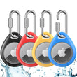 Heavy Duty AirTag Holder Case with Locking Stainless Steel Carabiner, Waterproof TPU Protective Cover – 4 Pack Multi Color