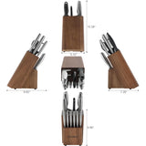 Stainless Steel Kitchen Knife Set with Wooden Block & Built-In Sharpener
