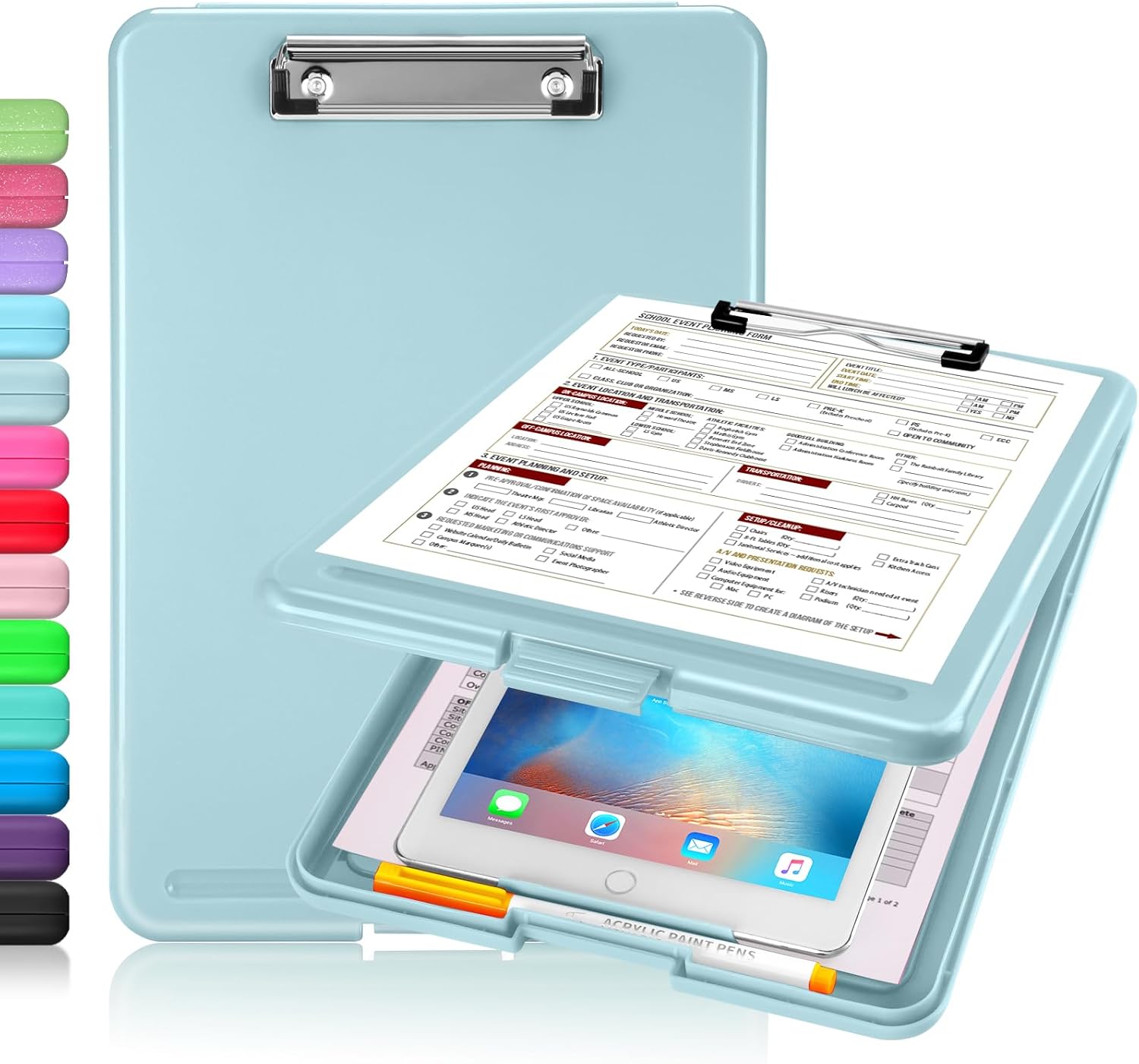 Light Pink Storage Clipboard with Low-Profile Clip