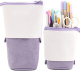 Blue Retractable Corduroy Pencil Case and Pen Holder