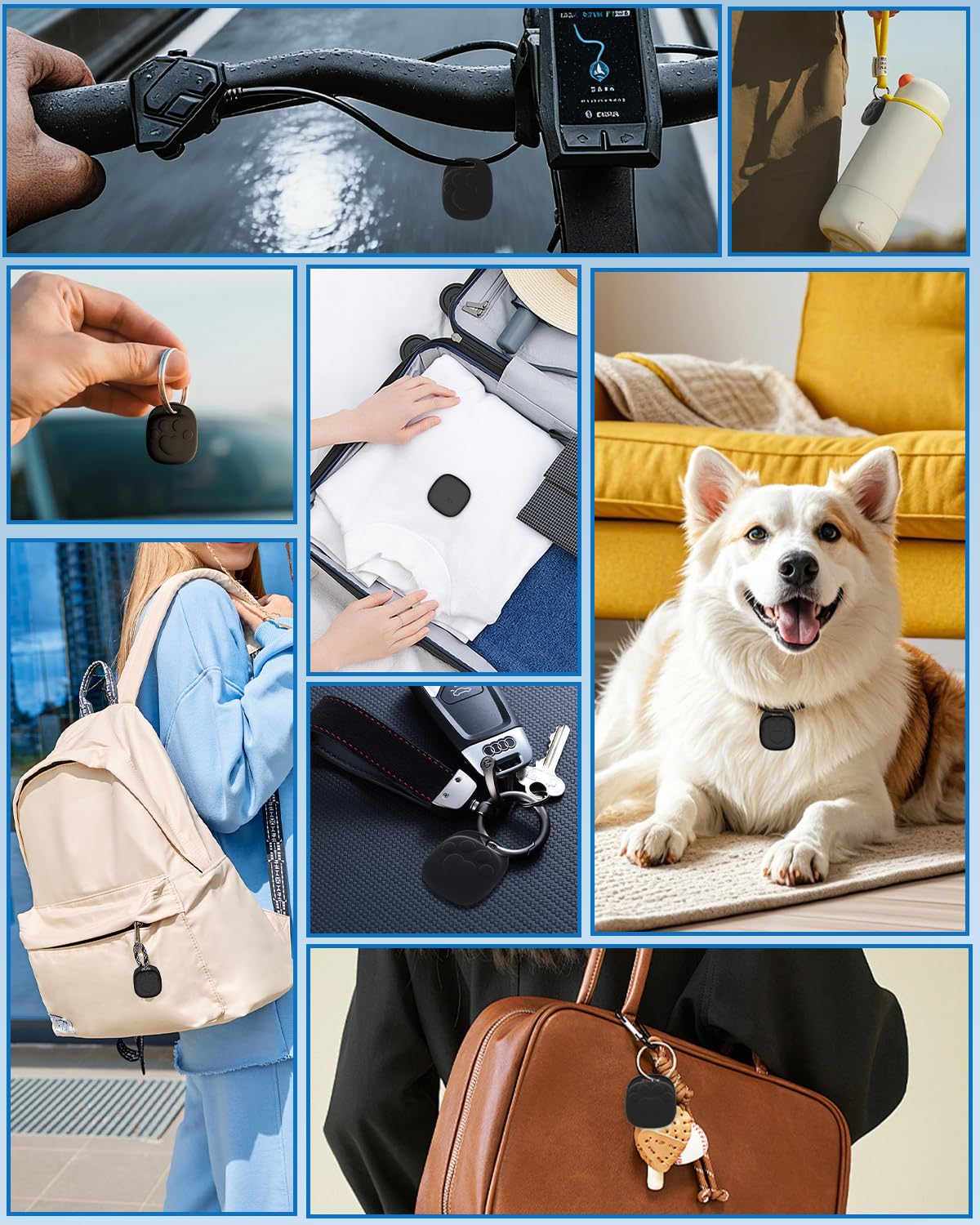 Android Air Tracker 4-Pack Bluetooth Item Locator, Find Hub Compatible Smart Luggage and Key Tracker with Replaceable Battery