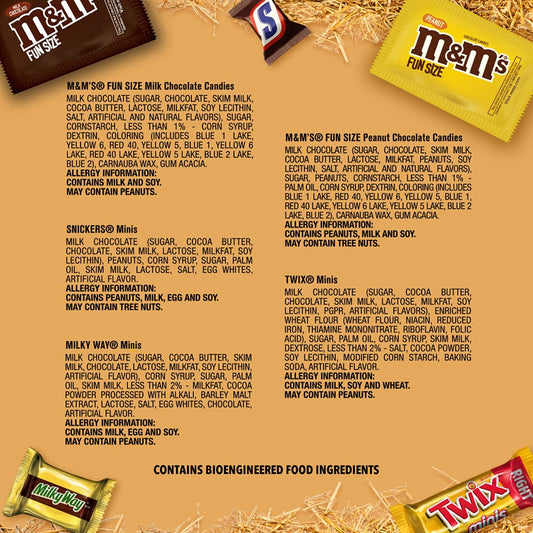 M&M’s, SNICKERS, TWIX & MILKY WAY Halloween Bulk Variety Bag – 135PCS Mix of Fun Size Chocolate Treats 🍫🎃