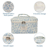 GOSECT Large Floral Makeup Bag for Women – Cotton Travel Cosmetic & Toiletry Organizer (Baidilanhua)