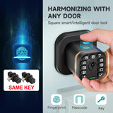 Fingerprint Keypad Door Knob Lock 2 Pack with Same Key, Biometric Smart Entry Lock for Home, Office & Garage Doors