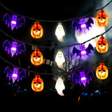 Pumpkin, Bat & Ghost Halloween String Lights – 30 LED 20Ft Battery Operated Waterproof Lights with Timer & 8 Lighting Modes (Indoor/Outdoor Décor)