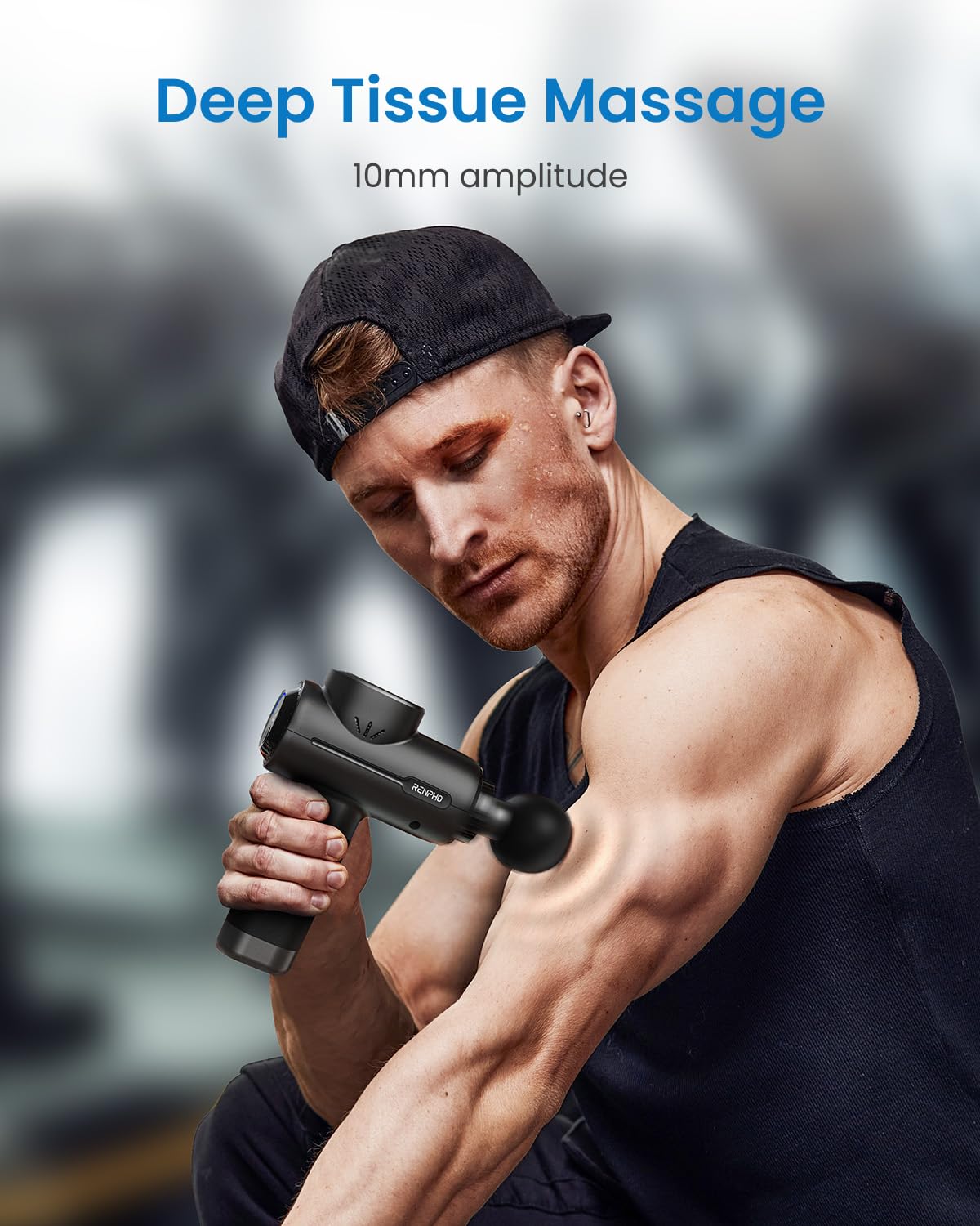 Smart Bluetooth Massage Gun – Deep Tissue Muscle Massager with App Control, 5 Speeds & Fast Charging