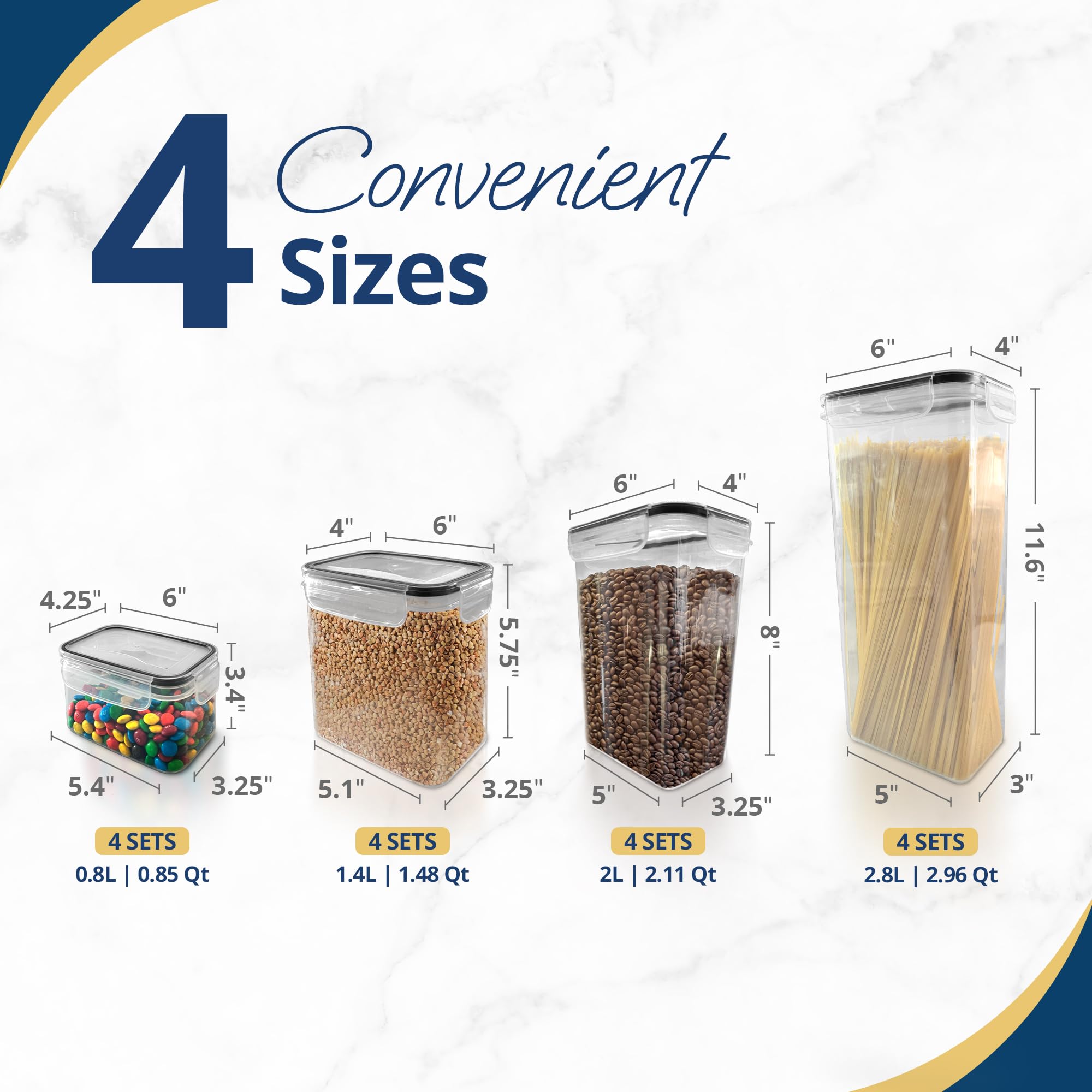 16-Piece Airtight Food Storage Containers Set – BPA-Free Leak-Proof Stackable Pantry Organizer with Labels