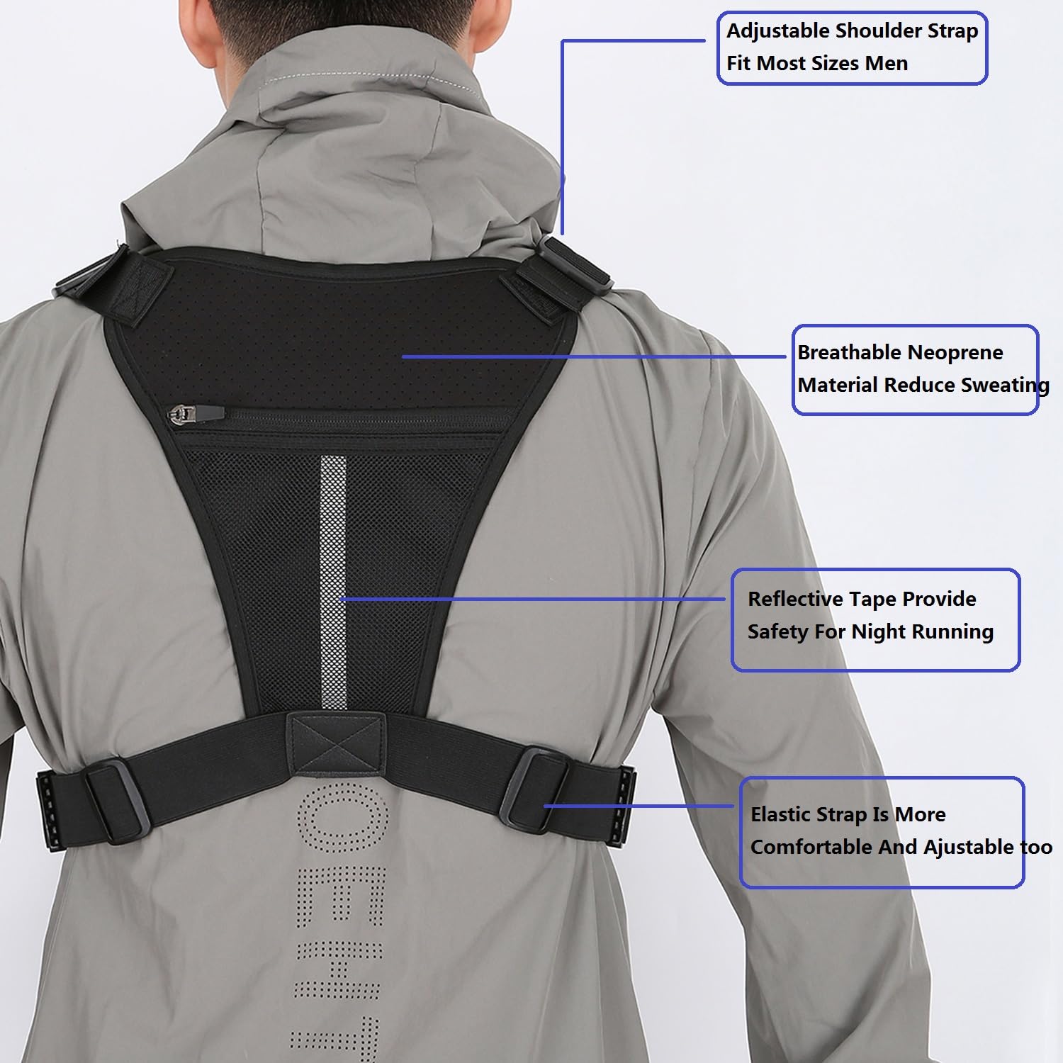 MUSERISE Tactical Chest Bag Vest – Lightweight EDC Chest Pack for Running, Cycling & Outdoor Workouts (Black)