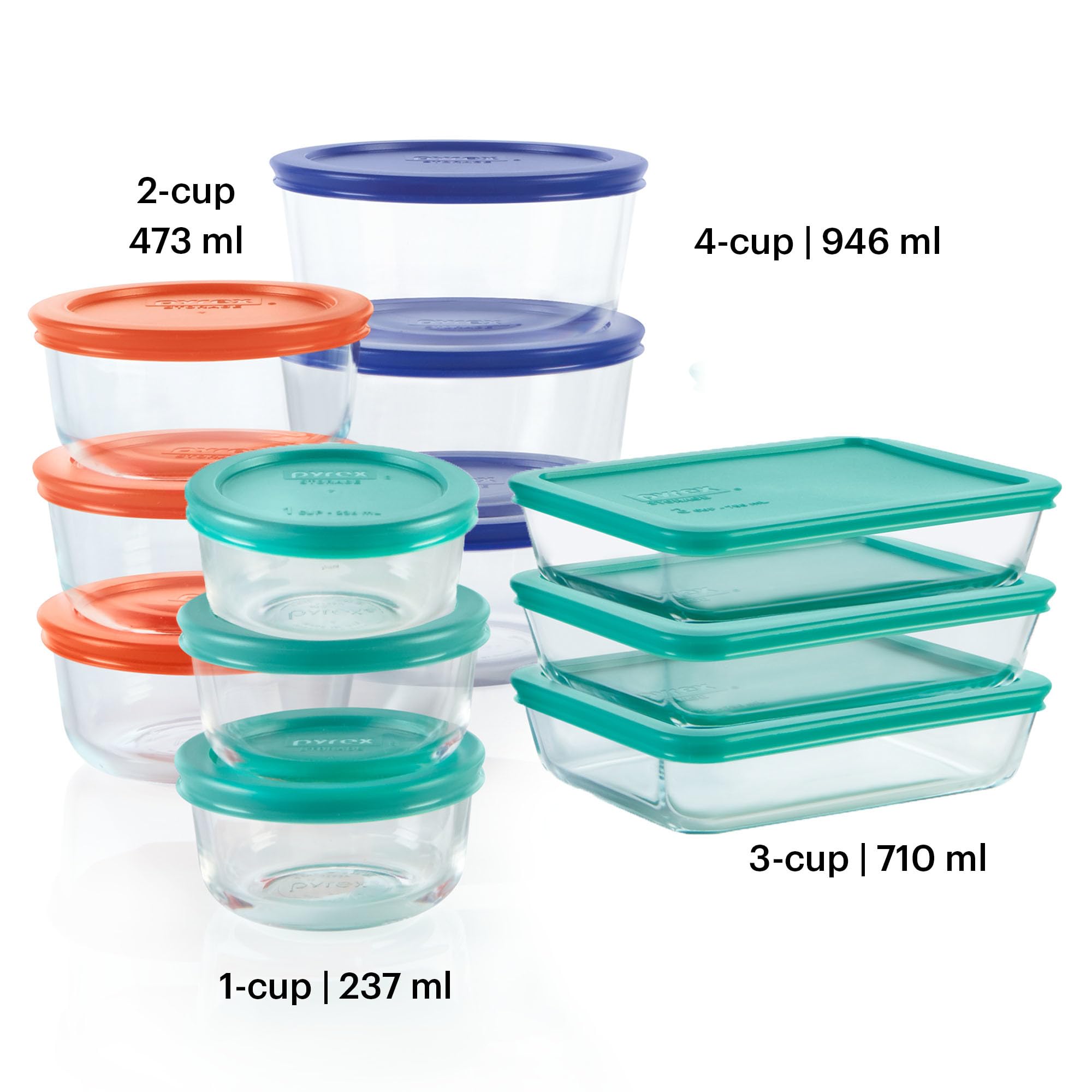 Pyrex 24-Piece Glass Food Storage Container Set – BPA-Free Lids, Microwave & Freezer Safe