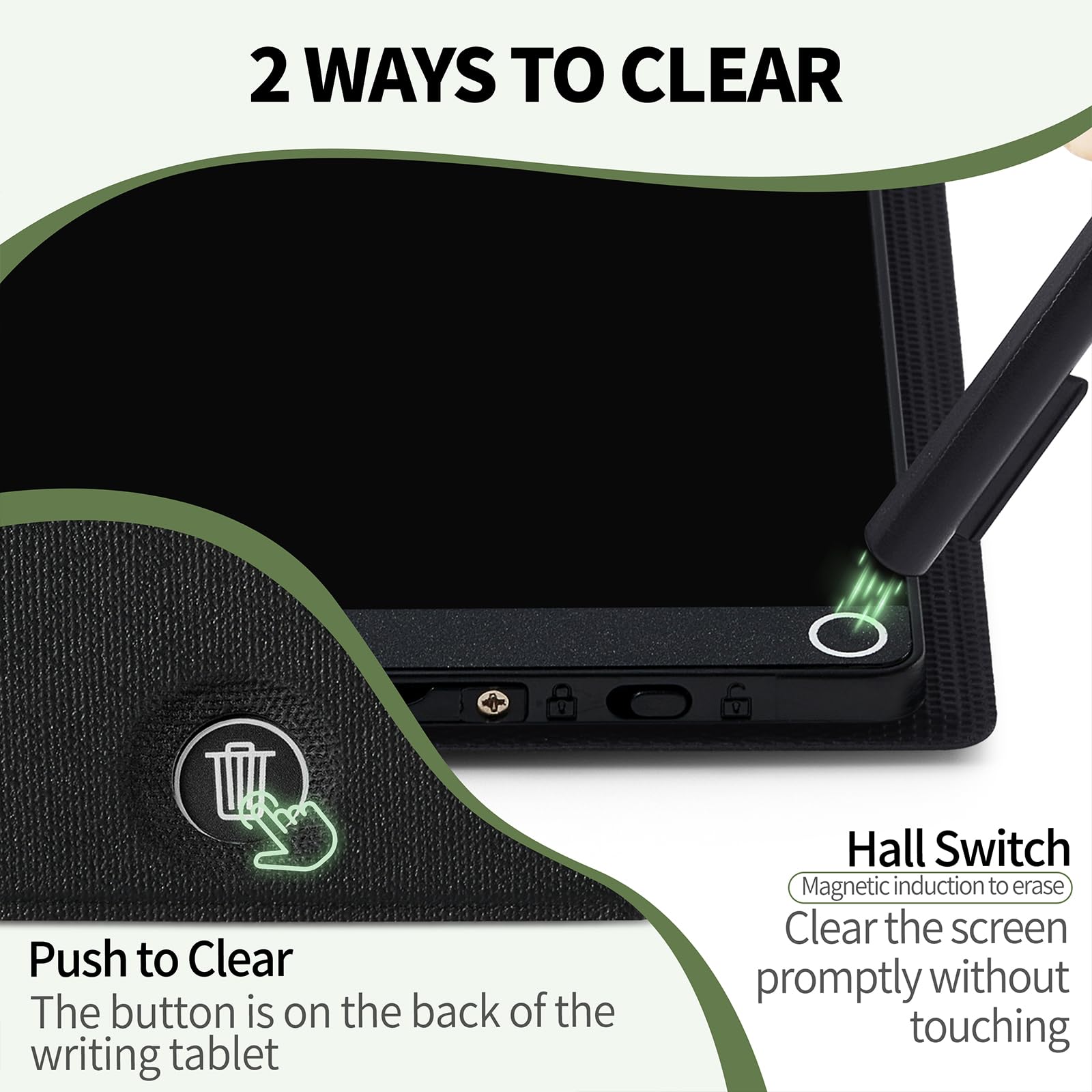 6.5” LCD Writing Tablet with Leather Case – Dual Tone Reusable Digital Notepad (Black & Blue-Green)