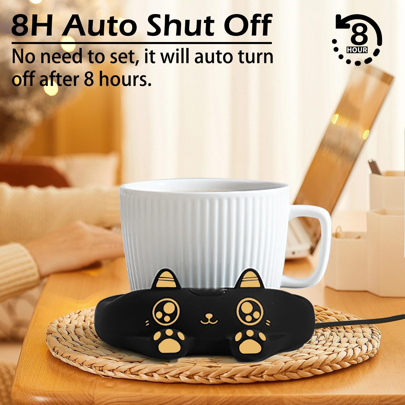 PUSEE Smart Coffee Mug Warmer for Desk Auto Shut Off Beverage Heater Plate with 3 Temperature Settings