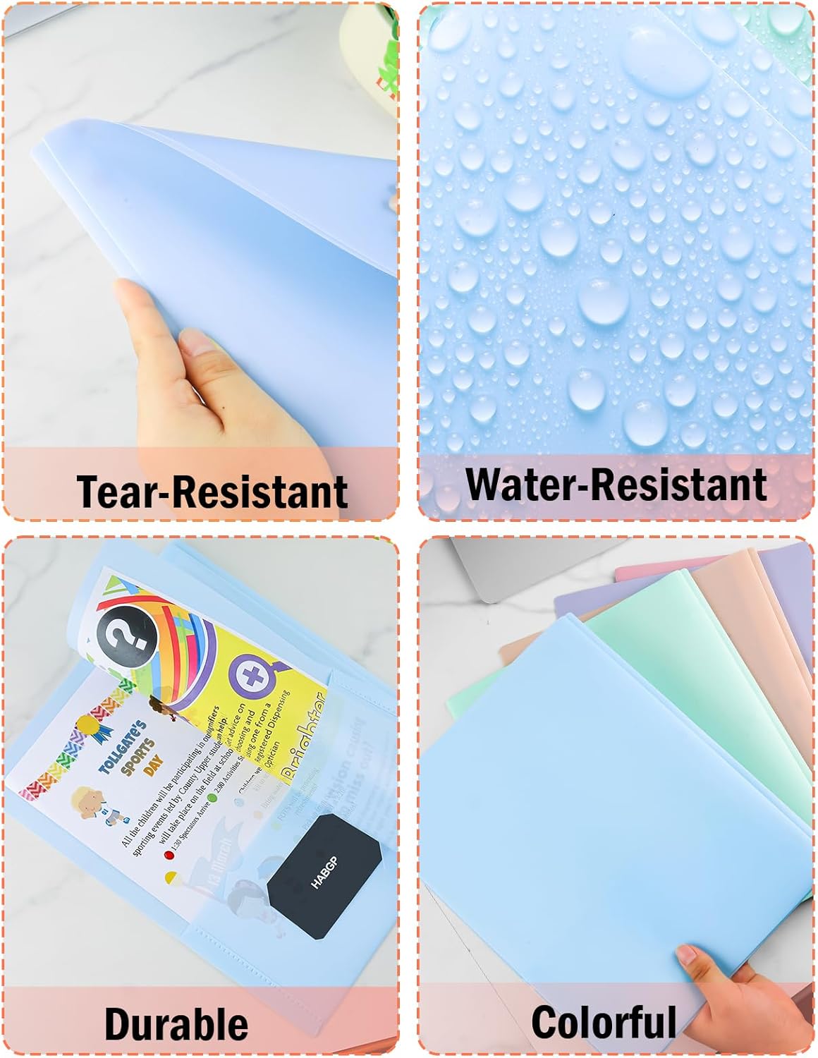 5-Pack Pastel Plastic Two-Pocket Folders with Prongs