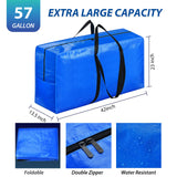 XXL 57-Gallon Extra Large Storage & Moving Bags (2-Pack) – Heavy-Duty Foldable Jumbo Totes with Reinforced Handles (Blue)