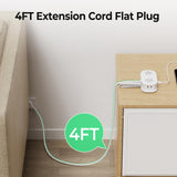 ORICO Compact Travel Power Strip – 4 Outlets, 2 USB-A & 1 USB-C with 45° Flat Plug and Wrap-Around Cord (White)