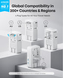 Anker Nano Universal Travel Adapter – 5-Port Compact Charger with USB-C Fast Charging (White)
