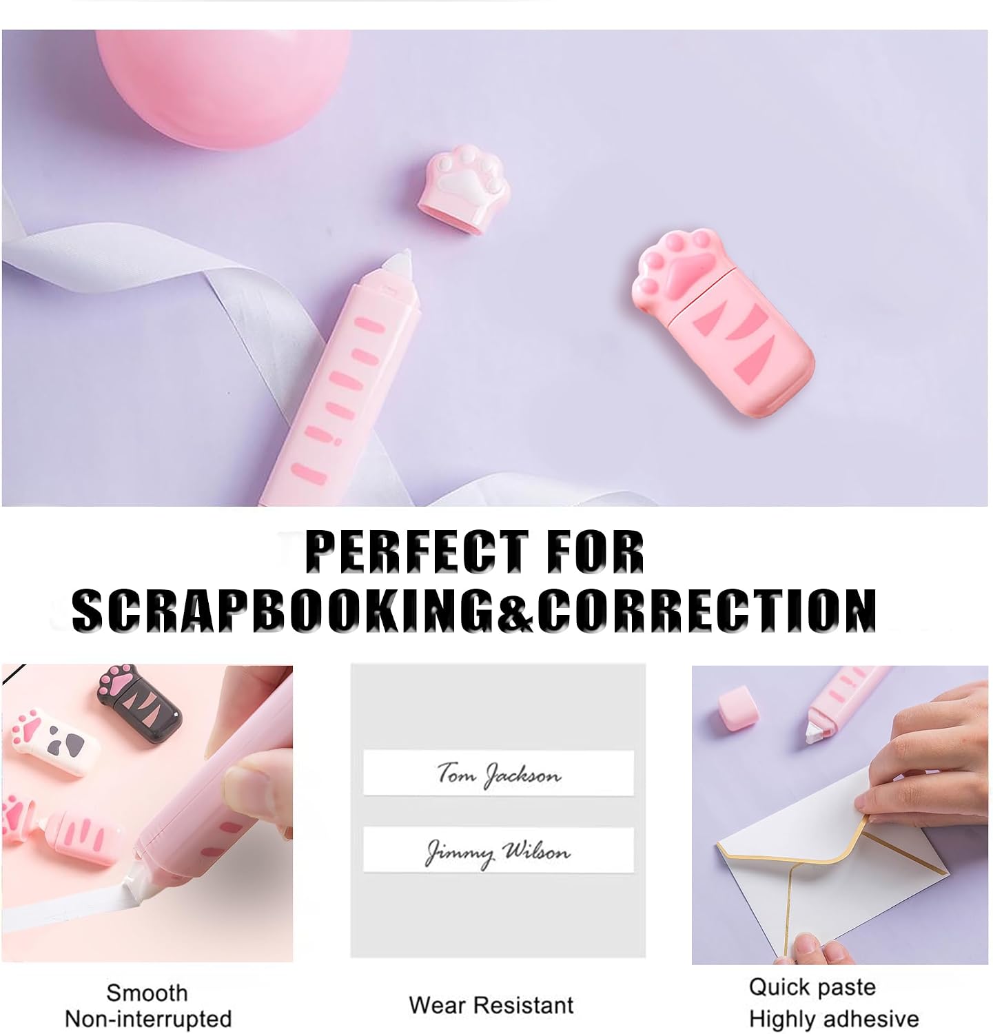 Pink Cat Paw 10-Piece Stationery and Desk Tool Set