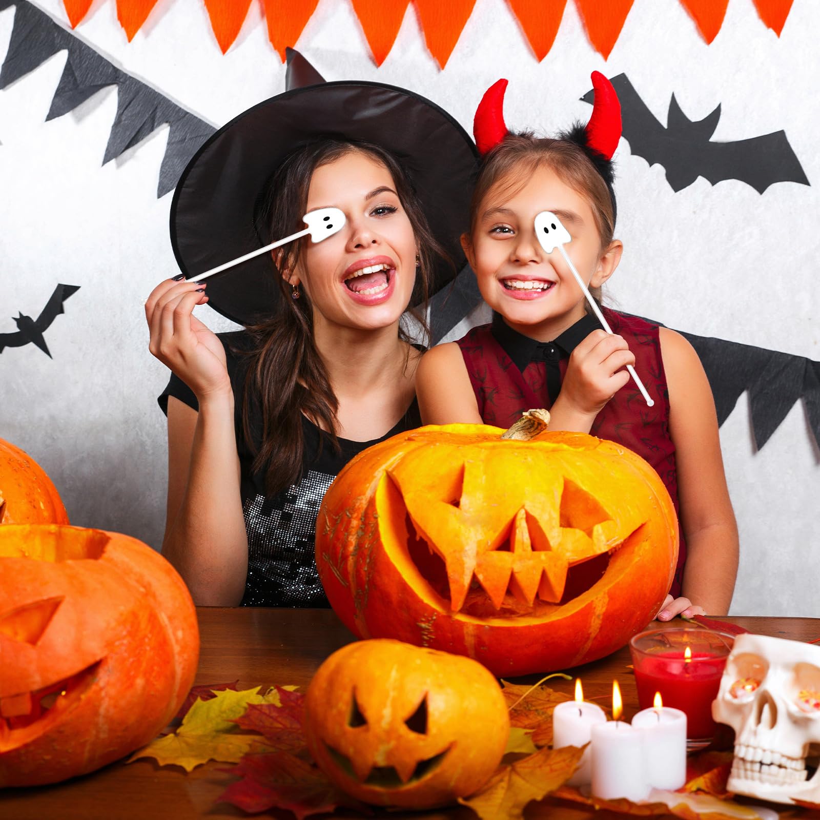 Halloween Ghost Drink Stirrers – 100 Pcs White Plastic Cocktail Swizzle Sticks for Coffee, Tea & Party Drinks