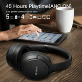 RUNOLIM Active Noise Cancelling Wireless Headphones with 70H Playtime & Hi-Fi Sound – Foldable Bluetooth Over-Ear Headset Black