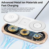 3-in-1 Foldable MagSafe Wireless Charger Stand for iPhone, Apple Watch & AirPods (Golden)