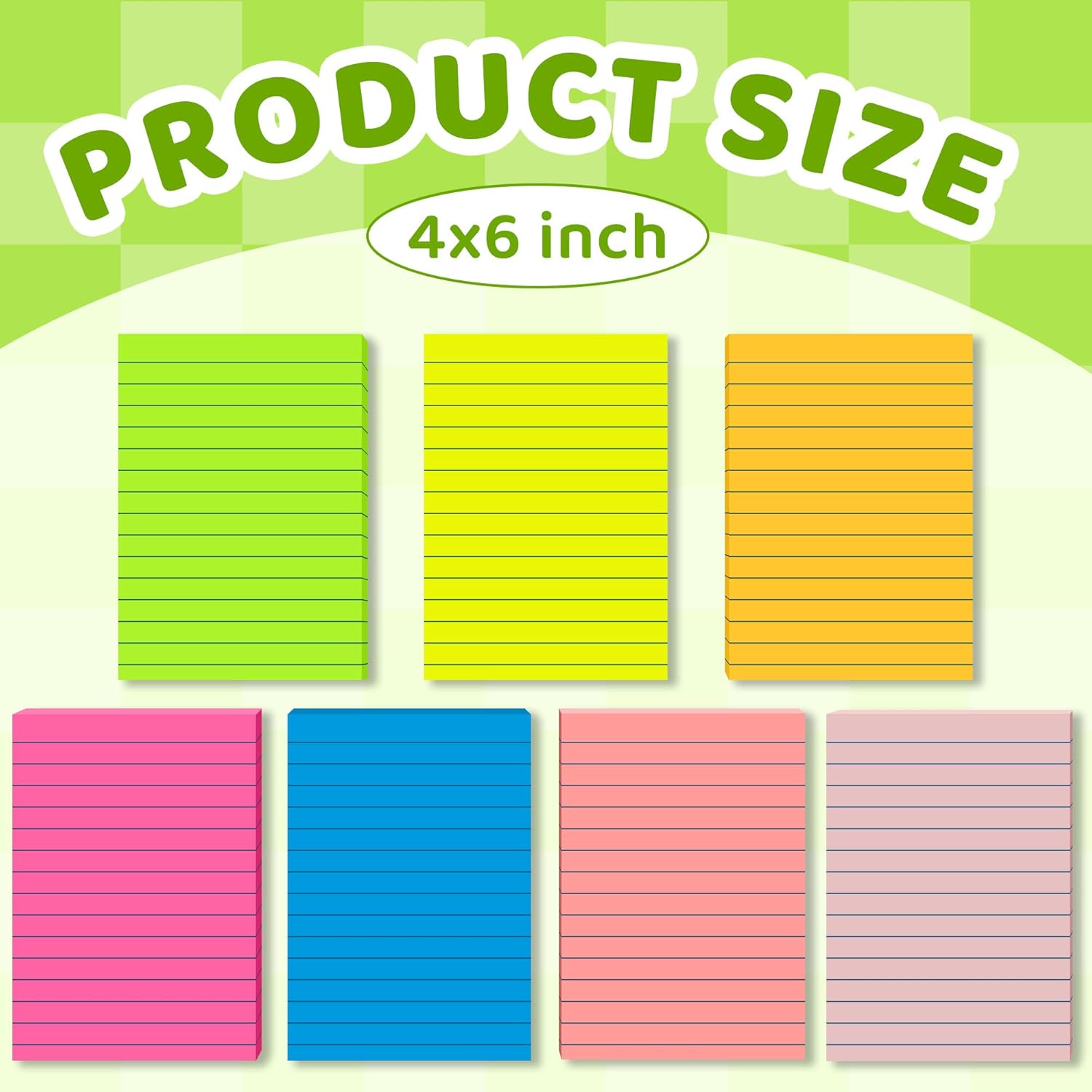 375-Sheet Lined Sticky Notes in 7 Bright Colors
