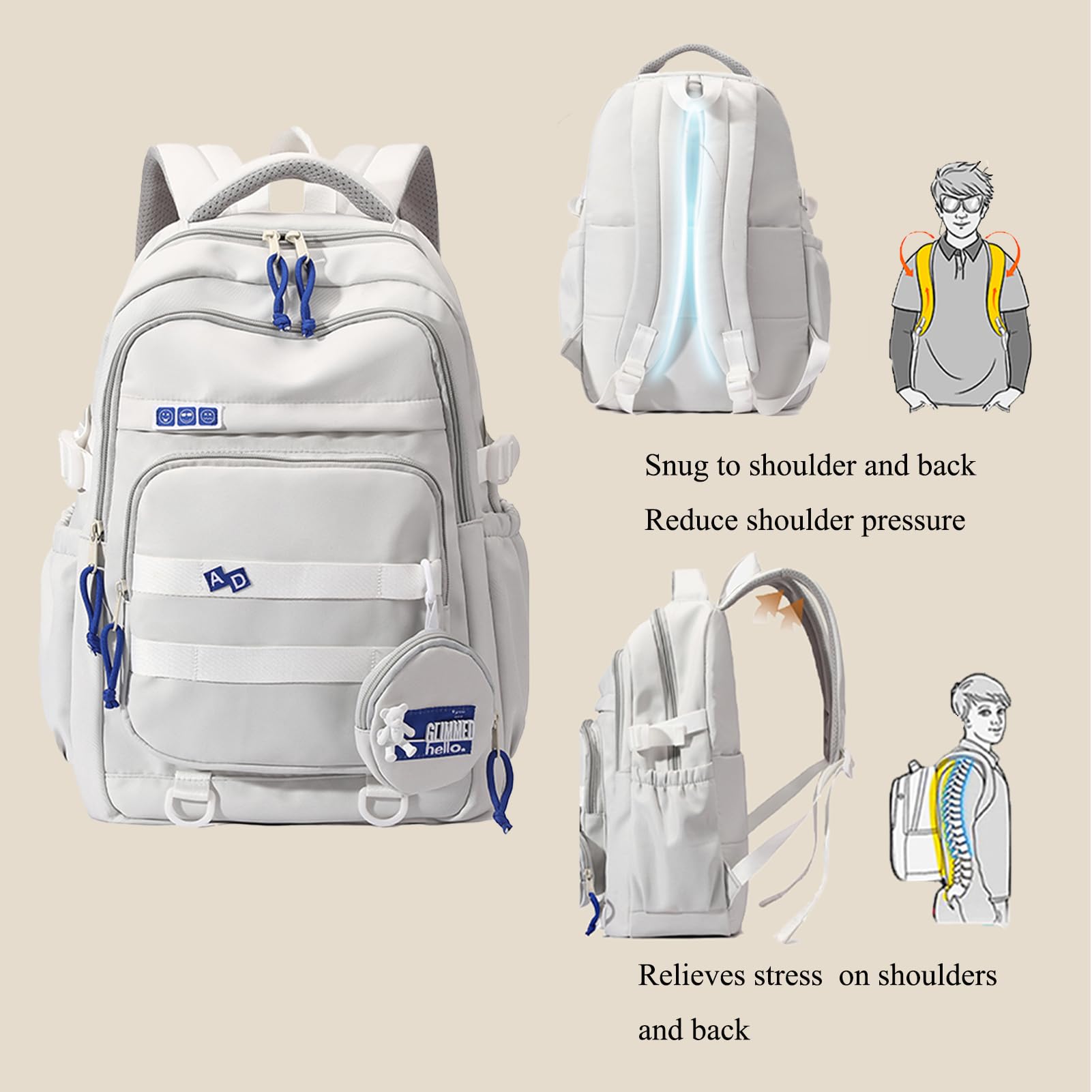 YJMKoi Kids School Backpack for Girls & Boys – Lightweight Nylon Aesthetic Bookbag (Purple)