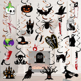 Halloween Hanging Swirl Decorations Set 🎃 – 60-Piece Indoor & Outdoor Party Kit with Ghosts, Bats & Pumpkins
