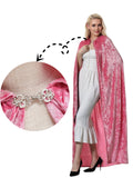 Princess Pink Velvet Hooded Cape – Full-Length Soft Cloak for Halloween, Cosplay & Renaissance Events 🎀✨