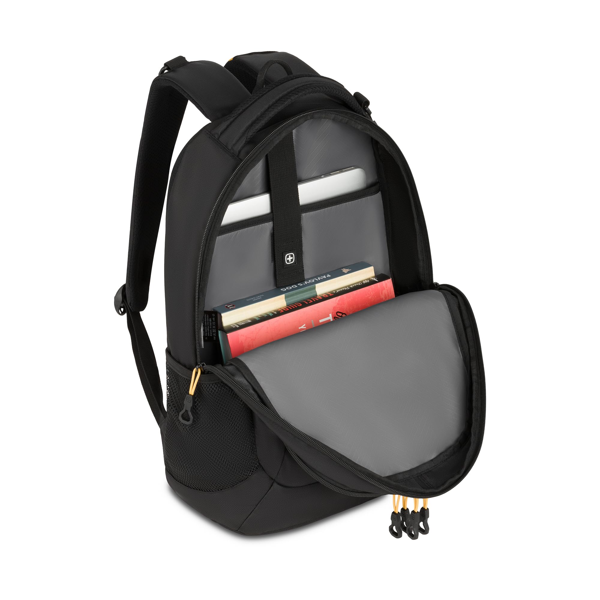 SwissGear Cecil 5505 Laptop Backpack – Lightweight 27.3L Daily Carry with Airflow Comfort, Black Gold