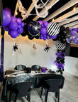 Halloween Balloon Arch Kit – 135 PCS Gothic Garland Set (Purple, Silver & Black Balloons + Starburst Foils)