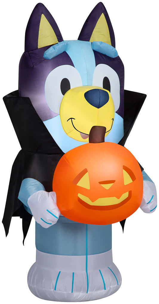 Airblown Inflatable Bluey Vampire – 42" Light-Up Halloween Yard Decoration with Pumpkin & Tethers