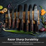Premium 17-Piece Professional Knife Set with Acacia Block – High Carbon Steel Kitchen Cutlery