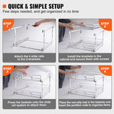2-Tier Heavy-Duty Pull-Out Cabinet Organizer – Steel Slide-Out Pantry Shelves with Smooth Ball-Bearing Rails (18.7” W x 21” D)