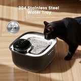 Cordless 5000mAh Cat Water Fountain with Stainless Steel Tray – 3 Flow Modes & 30-Day Battery (Black)