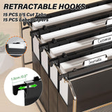 Heavy-Duty Plastic Hanging File Folders – Expandable Letter Size Filing System with Tabs (Black, 12-Pack)