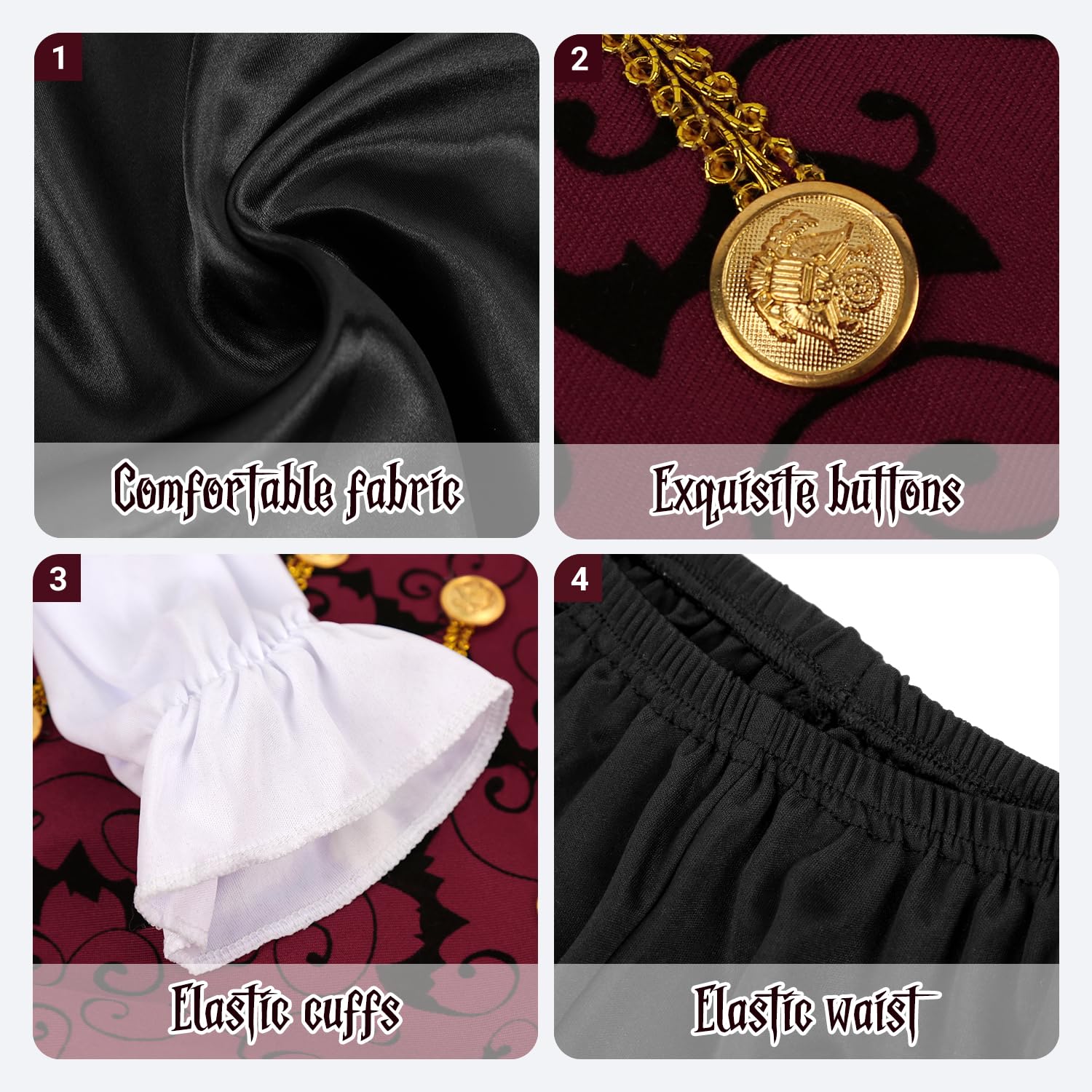 Kids Red Count Dracula Costume Set – Cape, Top, Pants & Scepter (Ages 4–12)