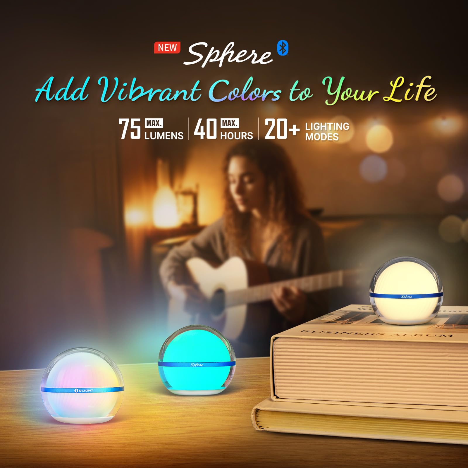 Mini RGB Sphere Desk Lamp – App Controlled 360° Night Light with Music Sync & Timer
