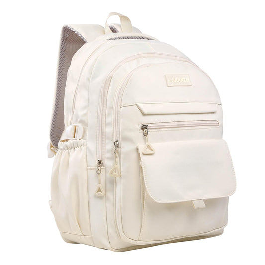 Phaoullzon Aesthetic School Backpack – Beige Laptop Bookbag for Teens, College & Everyday Use
