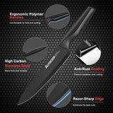 21-Piece Black Knife Block Set with Built-In Sharpener – German Steel, Non-Stick & Rust-Resistant