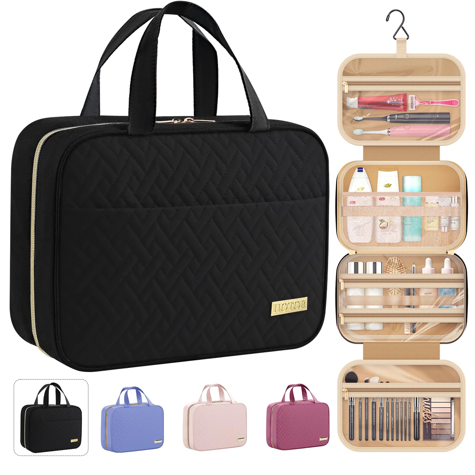 Hanging Travel Toiletry Bag Organizer – Waterproof Cosmetic & Makeup Storage Bag with Hook