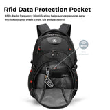 Swissdigital Design Laptop Backpack with USB-C Charging & RFID Protection – 31L Professional Travel & College Backpack (Black)